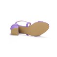 thumbnail image 5 of BLISSFUL STEP Women's Open Toe Cross Strap Mid Block Heel Sandals Purple 9, 5 of 7