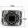 thumbnail image 2 of Mens Rings Squared Black Onyx Fancy Stainless Steel Ring with Top Grade Crystal in Clear, 2 of 4
