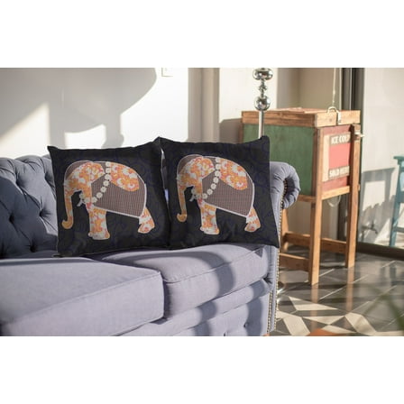 26â€ Orange Elephant Indoor Outdoor Throw Pillow