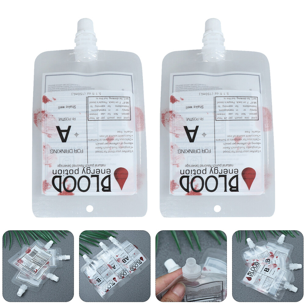 14pcs Blood Pouches Halloween Party Drink Container Halloween Drink Bags (Random Blood Type