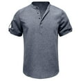 thumbnail image 4 of Mens Linen Shirts Casual Lightweight Short Sleeve T-Shirt Summer Beach Yoga Hippie Tops, 4 of 5
