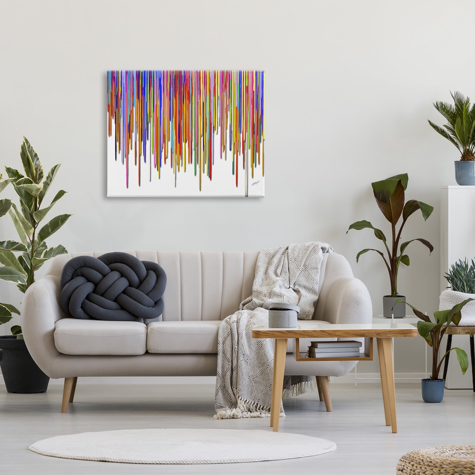Stupell Industries Abstract Rainbow Lines Dripping Abstract Painting Gallery Wrapped Canvas Print Wall Art, 40 x 30