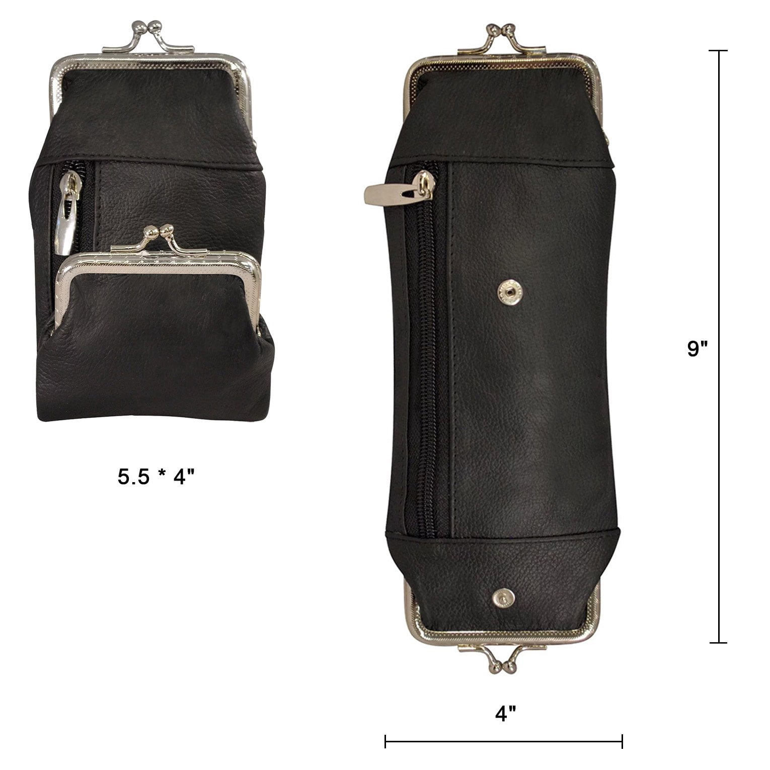 Cigarette Case Holder w Lighter Women Leather Cigarettes 100s Pack Purse Pouch Coin Ciggerate Wallet Framed Cases 9  4  2.5" 5.5  4  2.5", Black Kiss Lock Stash & Coin Purse