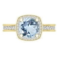 thumbnail image 2 of Dazzlingrock Collection 8mm Round Aquamarine & White Diamond with Princess Halo Style Engagement Ring for Women (0.75 ctw, Color I-J, Clarity I2-I3) in 10K Yellow Gold, Size 9, 2 of 4