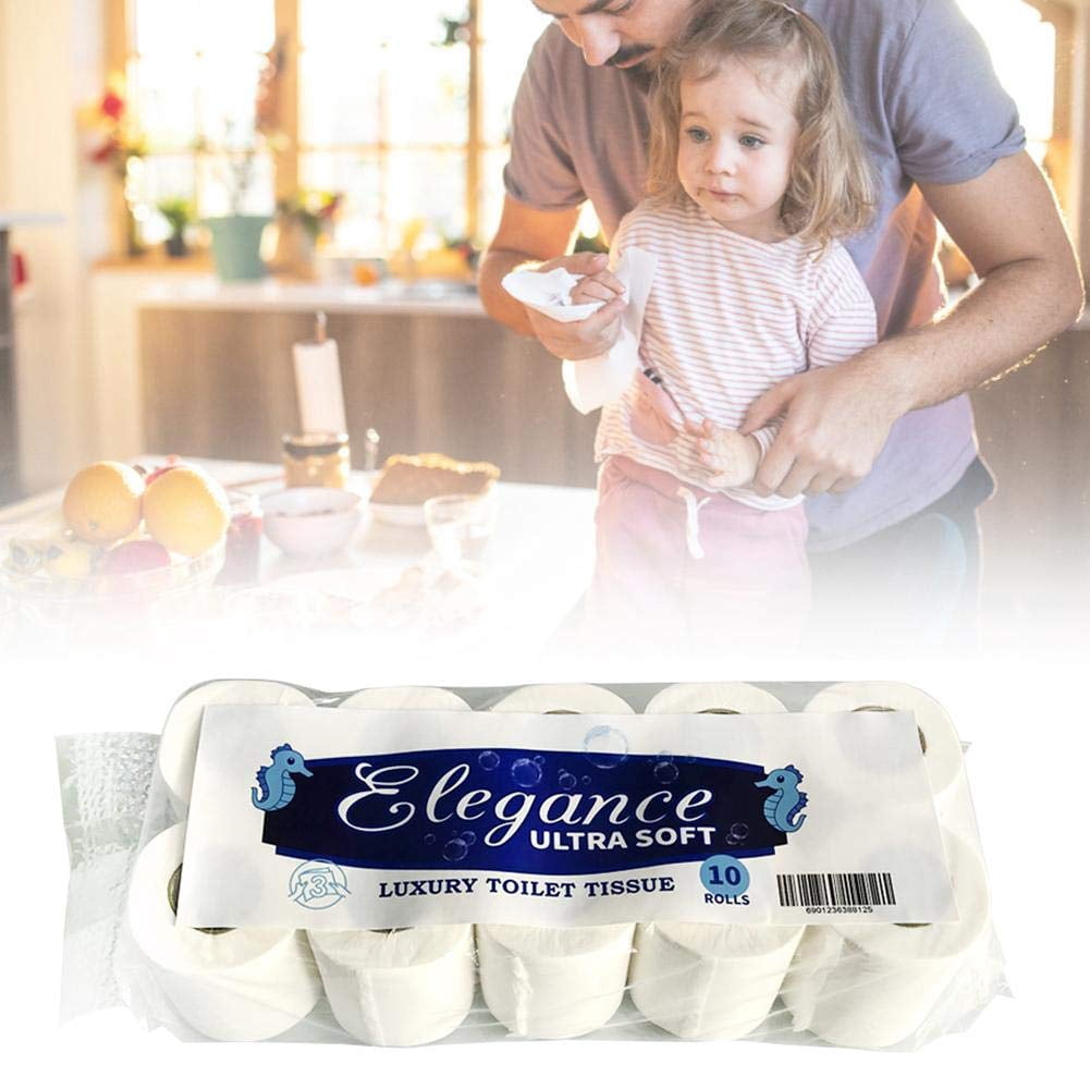 Paper Towels, Soft Degradable Highly Absorbent 3 Layer Paper, 10 Toilet Paper Regular Rolls for Home Office