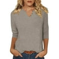 thumbnail image 2 of Tops for Women Trendy Loose Long Sleeve Shirt Women Tight Fitting Athletic Shirts Camp Shirts Plaid Oversized Shiny Long Sleeve Shirt High Neck Top Graphic Tee T Tops Fit Clothe T Khaki L, 2 of 4