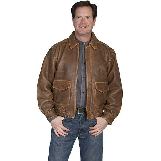 Scully - Scully Western Jacket Mens Leather Zip Cinch Waist Pecan 907 ...