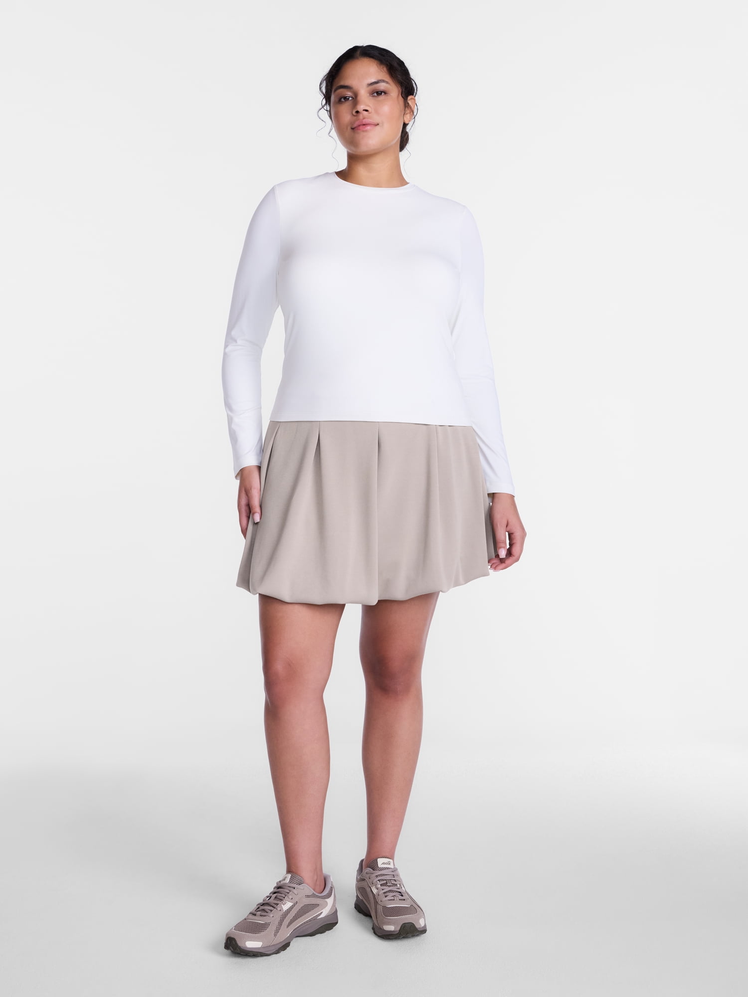 Avia Women's Pique Knit Pleated Bubble Hem Skort, Sizes XS-XXXL