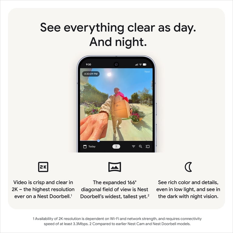 Google Nest Doorbell (Wired, 3rd Gen) - Video Doorbell Camera with