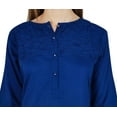 thumbnail image 6 of Bimba Women Blue Solid Rayon Kurta Kurti 3/4 Sleeve Casual Formal Tunic Blouse, 6 of 7