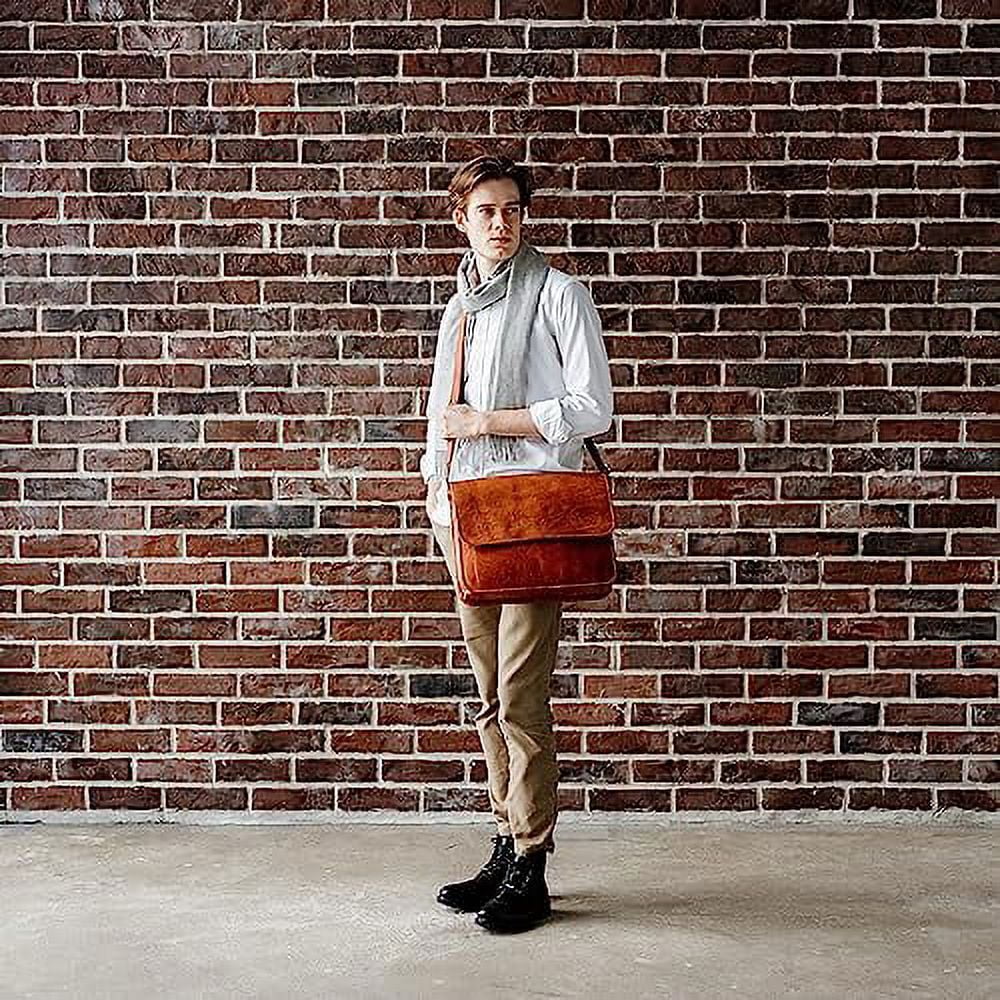 PRASTARA Leather Messenger Bag Ghent, Briefcase for Men and Women