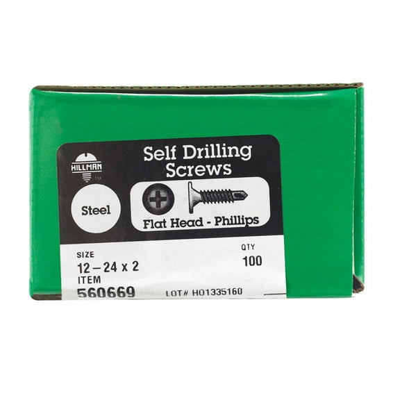 Hillman Flat Head Phillips Drive Self Drilling Screws Steel 12-24 x 2 in. L 100 per box