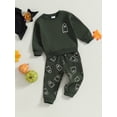 thumbnail image 3 of Mialoley Tenues d'Automne pour Tout-Petits Filles Garçons Imprimé Ghost Col Rond Manches Longues Chandails en Molleton et Pantalons Longs Ensemble 2 Pcs Vêtements d'Halloween, 3 of 9