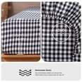 thumbnail image 5 of MooMee Gingham Sheet Set 100% Washed Cotton Linen Like Textured Extra Deep Pocket Breathable Lightweight 4-Piece (Black & White, King), 5 of 5