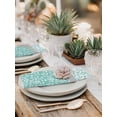 thumbnail image 5 of Turquoise Floral Cloth Napkins Set of 8 Reusable Dinner Napkins, Botanical Blossom Motif Boho Grey Stripes Cocktail Napkin Washable Table Napkins for Wedding/Holiday Party/Baby Shower 20"x20", 5 of 7