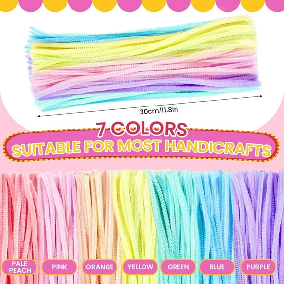 Pipe Cleaners for Crafts, 300 Pcs 7 Assorted Colors 12 inch Chenille Stems Fuzzy Sticks for Kids and Adults