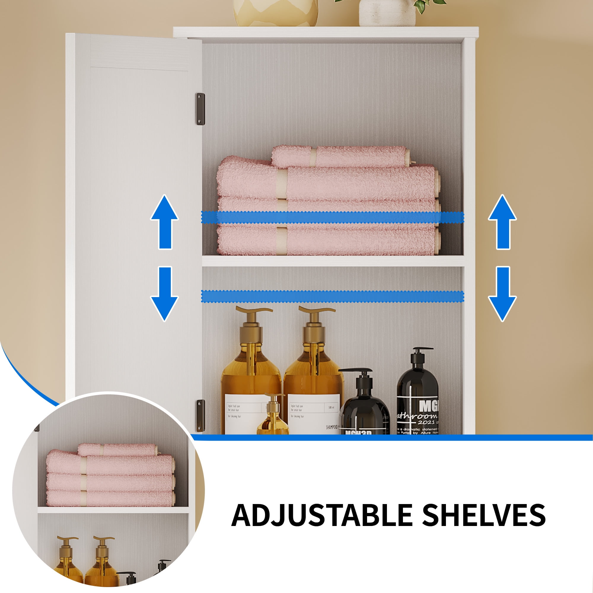 Dextrus 53" Tilt Out Laundry Hamper Cabinet, Laundry Hamper with Adjustable Shelf and Storage Basket, White