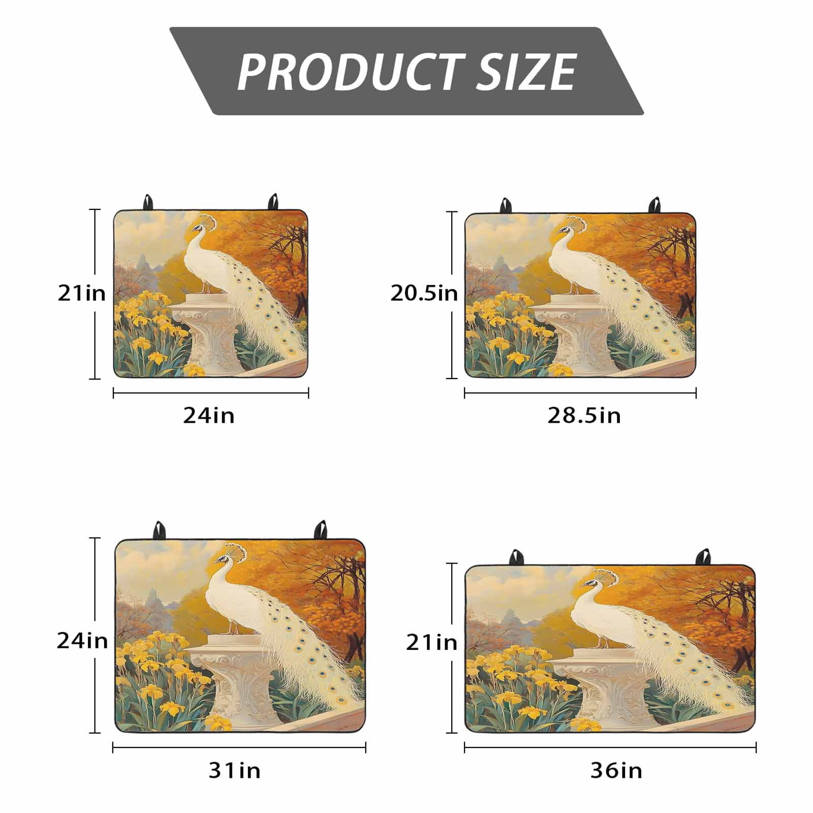 White Peacock Elegant Stove Top Cover for Electric Stove, Heat-proof & Non Slip Glass Top Stove Cover Protector, Vintage Garden Floral Botanical Kitchen Flat Cooktop Rubber Mat 24x21 Inches