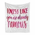 thumbnail image 1 of Inspirational Soft Flannel Fleece Blanket, Watercolor Words About Fashion Clothes Fame Pink Brushstrokes Calligraphy, Cozy Plush for Indoor and Outdoor Use, 70" x 90", Pink Fuchsia, by Ambesonne, 1 of 6