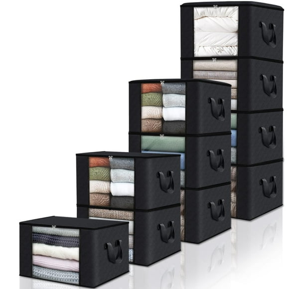 Bolsas de almacenamiento Fab Totes, paquete de 10 unidades de ropa, 60 litros de capacidad, color negro