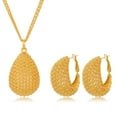 thumbnail image 5 of 14K Yellow Gold Dubai Bridal Earrings Necklace Alcohol Jewelry Set Middle Eastern Ladies Two-piece Set, 5 of 6
