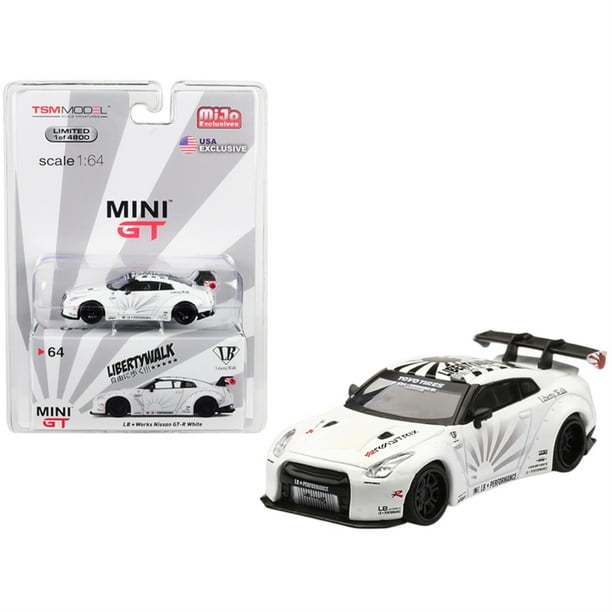 Nissan GT-R (R35) Type 1 LB Works \ LibertyWalk \ Blanco con alerón trasero Edición limitada a 4800 piezas en todo el mundo 1/64 Diecast Model Car de True Scale Miniatures "" " True Scale Miniatures MGT00064