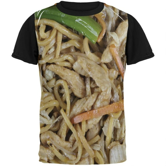 Chicken Lo Mein Costume All Over Mens Black Back T Shirt Multi MD