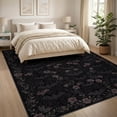 thumbnail image 3 of ODIKA 8'x10' Washable Area Rug Non-Shedding, Easy Care, Gothic Romantic Bat Plant Motif Scattered Halloween Flowers Purple for King Size Bedroom Under Bed, Master Suite, 3 of 7