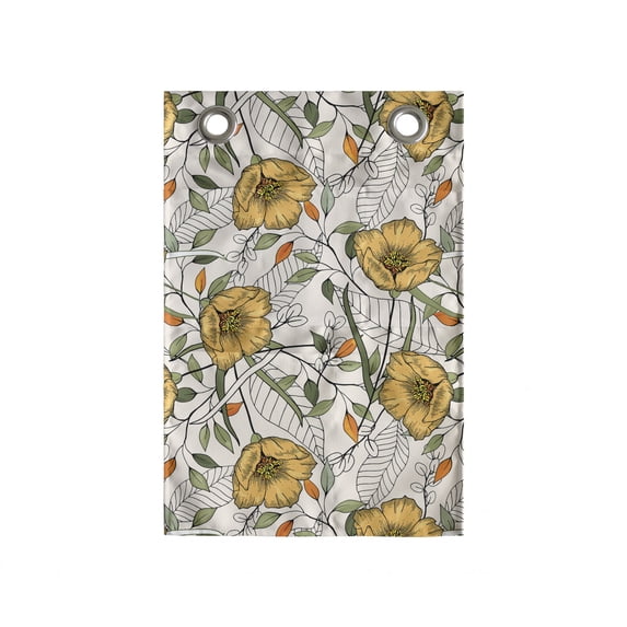 Floral Hanging Pocket Organizer, Pastel Detailed Paradise Flowers and Striped Leaves Nostalgic Feels, Printed Polyester Storage Bag with Pockets, 14" x 20", Eggshell and Multicolor
