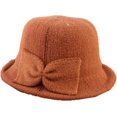 thumbnail image 5 of CoCopeaunts Plain Color Bucket Hat for Women Bow Decorated Imitation Mink Velvet Rolled Edge Basin Cap Outdoor Warm Cap for Girls, 5 of 8