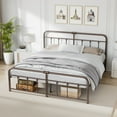 thumbnail image 2 of VECELO King Size Metal Bed Frame, Foundation Heavy Duty Steel Slats Platform Bed Frame, Easy-Assembly, Bronze Purple, 2 of 8