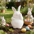 thumbnail image 6 of 6 Inch White Resin Easter Bunny Figurine with Carrot - Spring Home Table Centerpiece Farmhouse Decor for Indoor Easter, Christmas, and Housewarming Party Decorations, 6 of 6