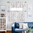 thumbnail image 2 of Pink Grey Botanical Kitchen Curtains Sets for Windows 36 Inch Length, Watercolor Spring Floral Summer Leaf Rod Pocket Window Treatments Tier Curtains and Valances Set for Bedroom/Bathroom, 2 of 8