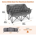 thumbnail image 2 of Double Camping Chair Oversized Padded Outdoor Loveseat Chairs for Adults, Heavy Duty Folding Camping Couch with Cup Holders & Phone Pocket, 2 Person Portable Chair for Beach Lawn Patio, 2 of 6