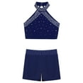 thumbnail image 3 of CHICTRY Kids Girls Dance Outfits Crop Top with Athletic Shorts Set for Gymnastics Yoga Tracksuit Navy Blue 6, 3 of 7