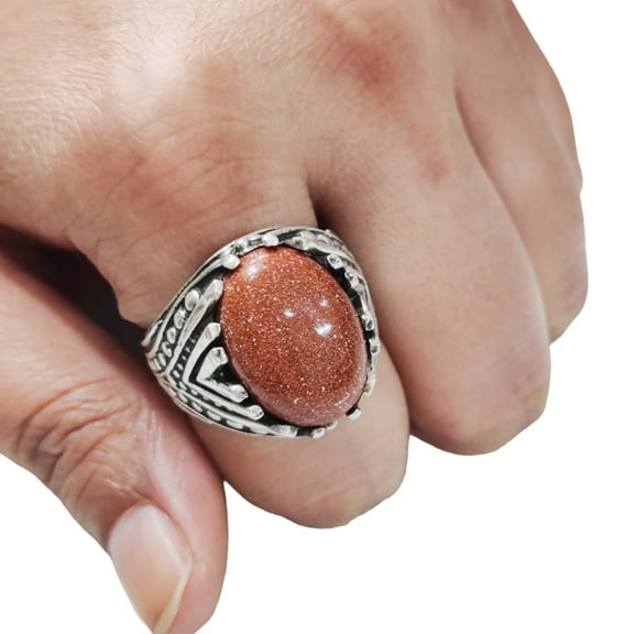 Natural Sunstone Mens Ring, Fire Sunstone Ring, Sunstone Ring, Silver Jewelry, 925 Silver Ring, Gift, Heavy Mens Ring, Arabic Design, Ottoman Style Ring, Christmas, Turkey Mens Signet Ring