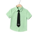 thumbnail image 3 of Odeerbi Camisa de Vestido Para Niños Con Corbata de Manga Corta Con Impresión de Carta Camisas de Uniforme Escolar, 3 of 8