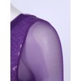 thumbnail image 5 of TiaoBug Women's Shiny Sequins Lyrical Dance Costume One Shoudler Leotard Mesh Tulle Ballet Dance Dress Purple XL, 5 of 7