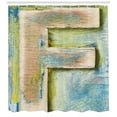 thumbnail image 3 of Ambesonne Letter F Shower Curtain, Worn Uppercase F Type, 69"Wx70"L, Green Blue Tan, 3 of 3
