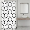 thumbnail image 3 of Small Stall Black White Geometry Shower Curtain Geometric Abstract Minimalist Modern Contemporary 36Wx72H Inch Simple Classy Neutral Fabric Decor Bathroom Polyester Waterproof 7 Pack Hooks, 3 of 6