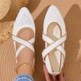 thumbnail image 2 of Domuza Mary Jane Shoes for Women Slip on Dressy Ballet Shoes for Women New Vintage Non-Slip Shoes for Casual Work Office White 7.5（EU-39）, 2 of 7