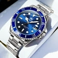 thumbnail image 3 of OLEVS Watches for Men Business Dress Luxury Casual Analog Quartz Stainless Steel Waterproof Luminous Date Men Wrist Watches reloj para hombre Blue Dial, 3 of 13