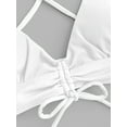 thumbnail image 5 of ZAFUL Women Swimsuit Cinched Ribbed Lace Up Brazilian Bikini Swimwear White S, 5 of 6