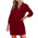 thumbnail image 1 of Vestido sudadera de manga larga con cuello de solapa y cuello en V para mujer - Vestido mini holgado de color liso, 1 of 7