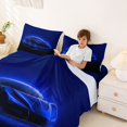 thumbnail image 3 of Manfei Speed Car Queen Sheets,Navy Blue Neon Light Print Queen Sheet Sets,4 Pieces,1 Flat Sheet, 1 Fitted Sheet and 2 Pillowcases, 3 of 6