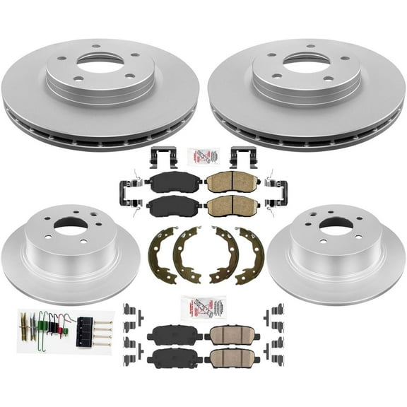Fnt Rer GEO Performance Coated Disc Brake Rotors Pads For Nissan Sentra 13-2019