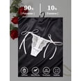 thumbnail image 4 of Aivtalk Lace Wavy Thongs Women's Side Tie Adjustable G-String Ladies See Through Underwear with Bowknot Low Rise Wild Panty for Valentine's Day M White, 4 of 5
