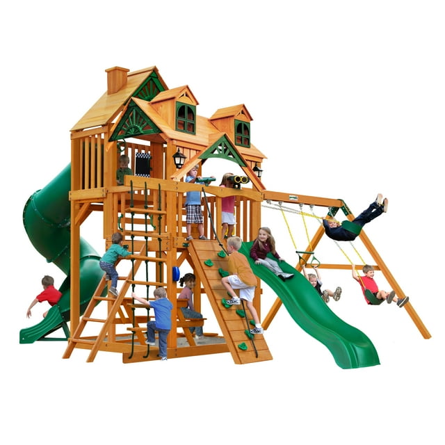 Gorilla Playsets Great Skye I Wooden Swing Set with Malibu Wood Roof, 2