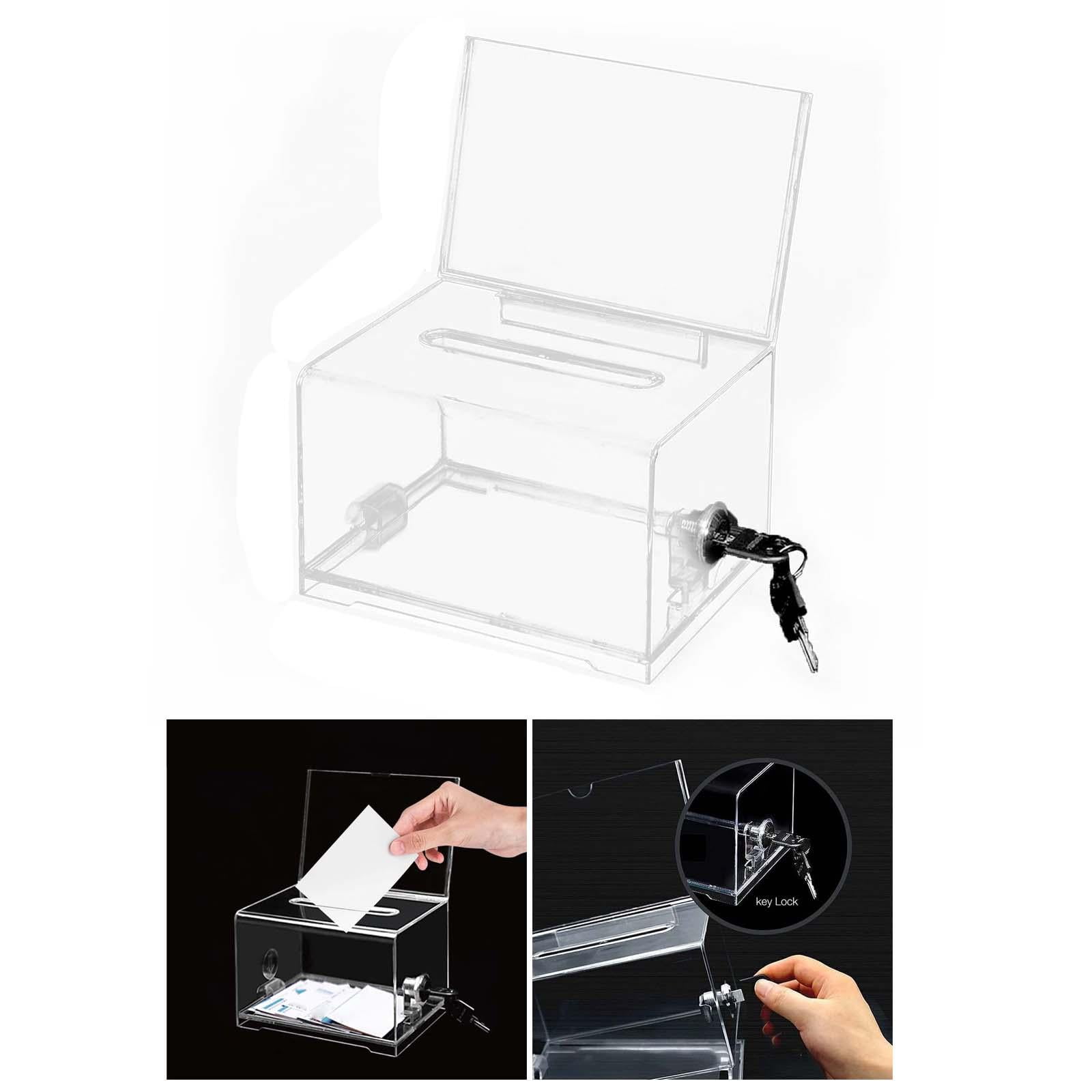 Marketing Holders 12 Inch Locking Ballot Box Clear Acrylic Square Cube Top  Locking See Through Countertop Contests Entry or Collection Bin
