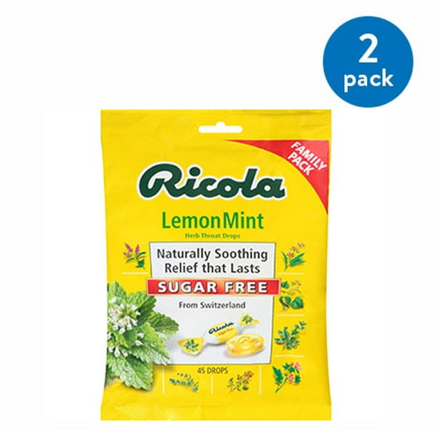 2 Pack Ricola Sugar Free Herb Throat Drops Lemon Mint 45 Ct Walmart Com Walmart Com